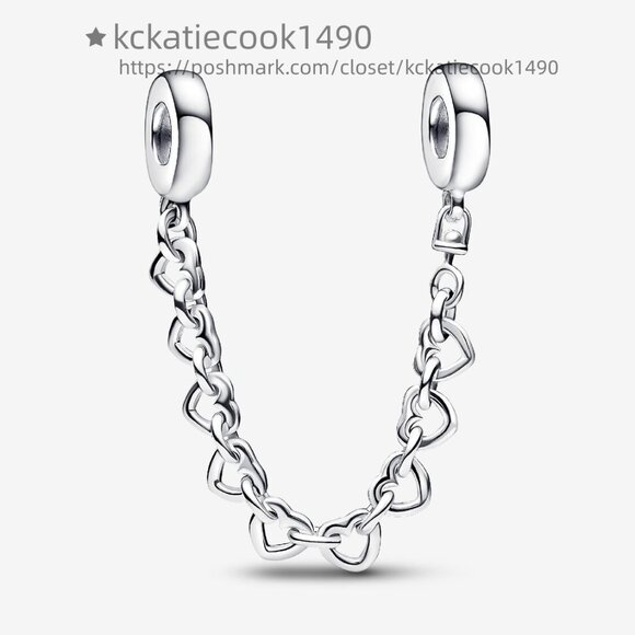 Pandora Linked Hearts Safety Chain - Picture 2 of 4